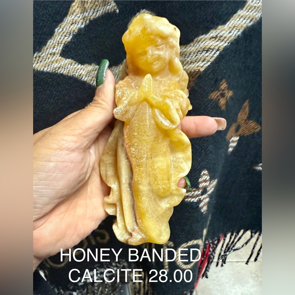 Honey, banded, calcite, angel
